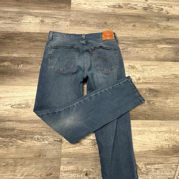 Levis 511 Dark Wash Blue Mens 36x33 Modern Slim Fit Faded Denim Jeans Red Tab - Picture 3 of 12